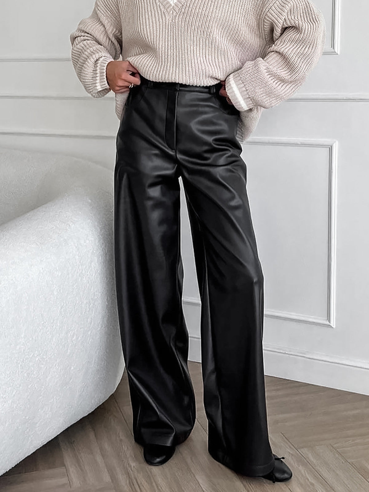 Versatile Faux Leather Pants