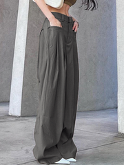 Knotted Pleated Wide-Leg Draped Pants