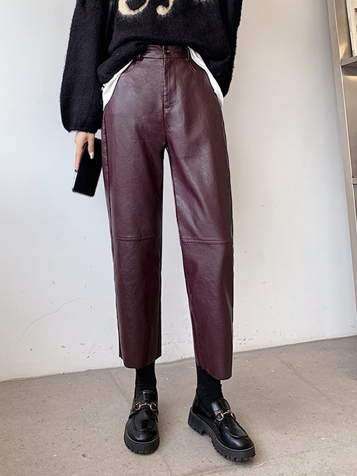 Faux Leather Cropped Pants