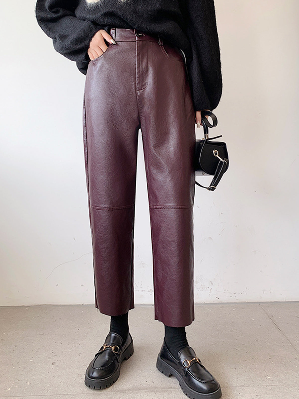 Faux Leather Cropped Pants