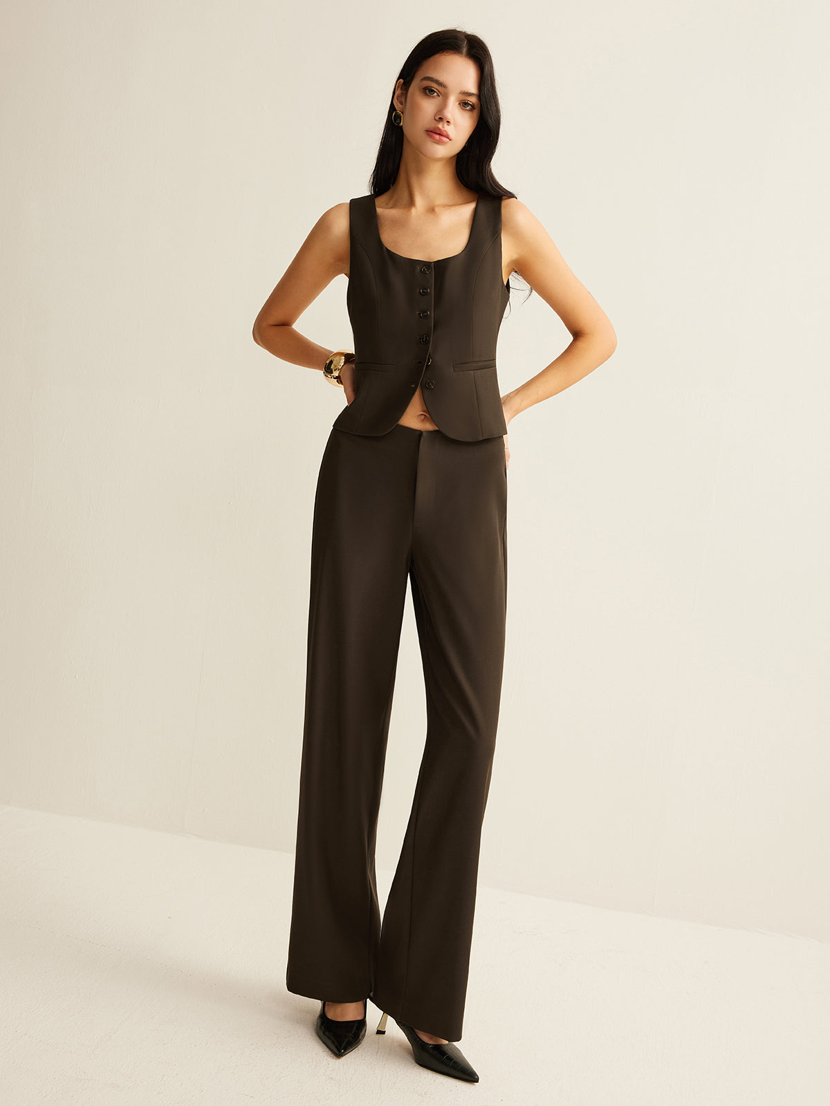 High-Waist Straight Pants