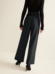 Double-Belt Pleated Straight Pants