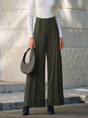 Pleated Design Wide-Leg Pants