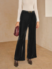 Mid-Waist Velvet Pants Without Belt