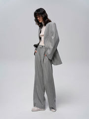 Wool-Blend Pinstripe Tweed Pants