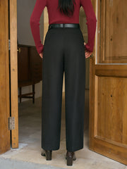 Mid-Waist Tweed Pants Without Belt