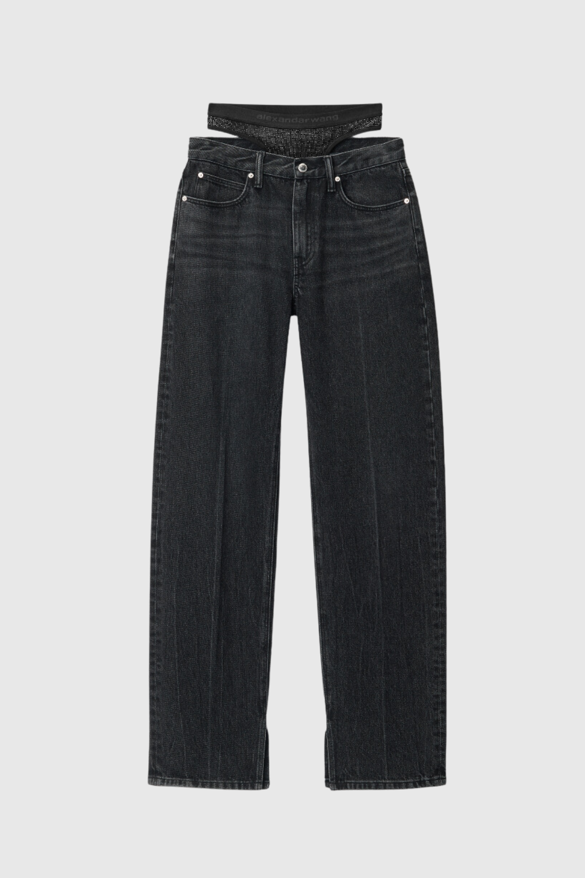 Bahari Cutout Deconstruct Jeans In Black