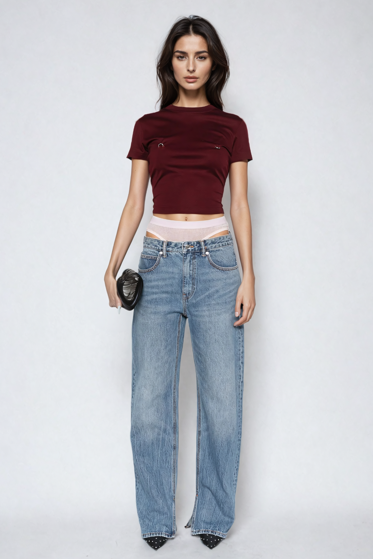 Bahari Cutout Deconstruct Jeans In Blue