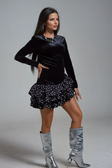 Balesego Ruffle Dot Long Sleeve Mini Dress