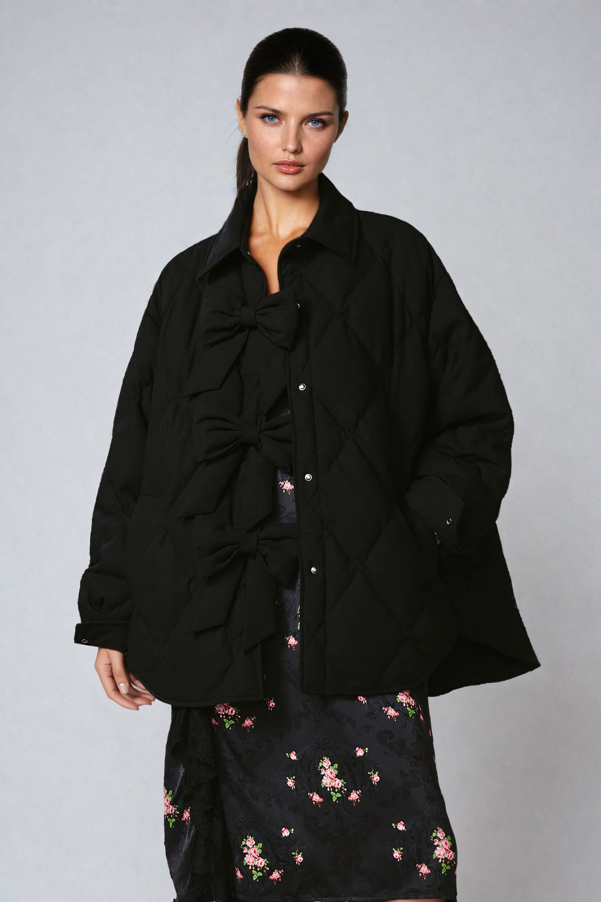 Balin Bow Shirt Cotton Jacket In Black