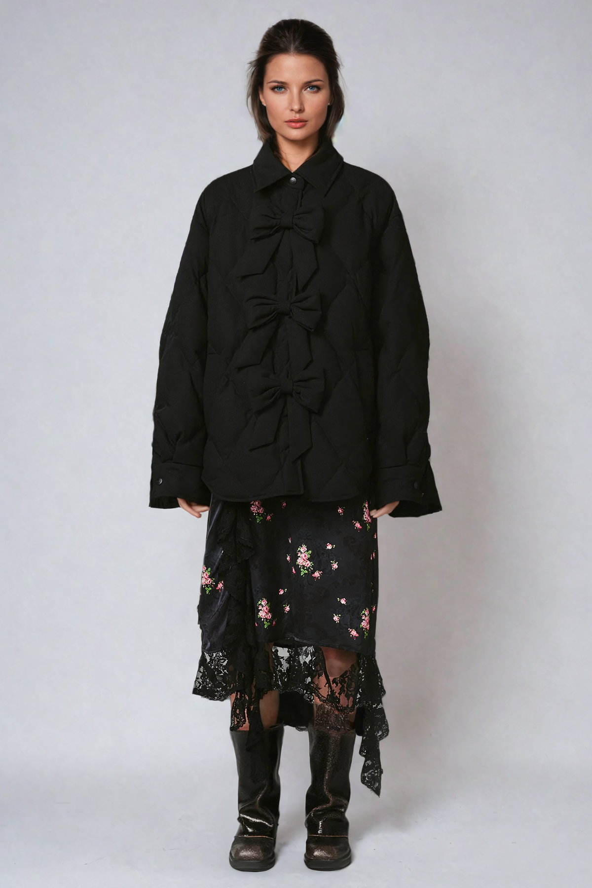 Balin Bow Shirt Cotton Jacket In Black