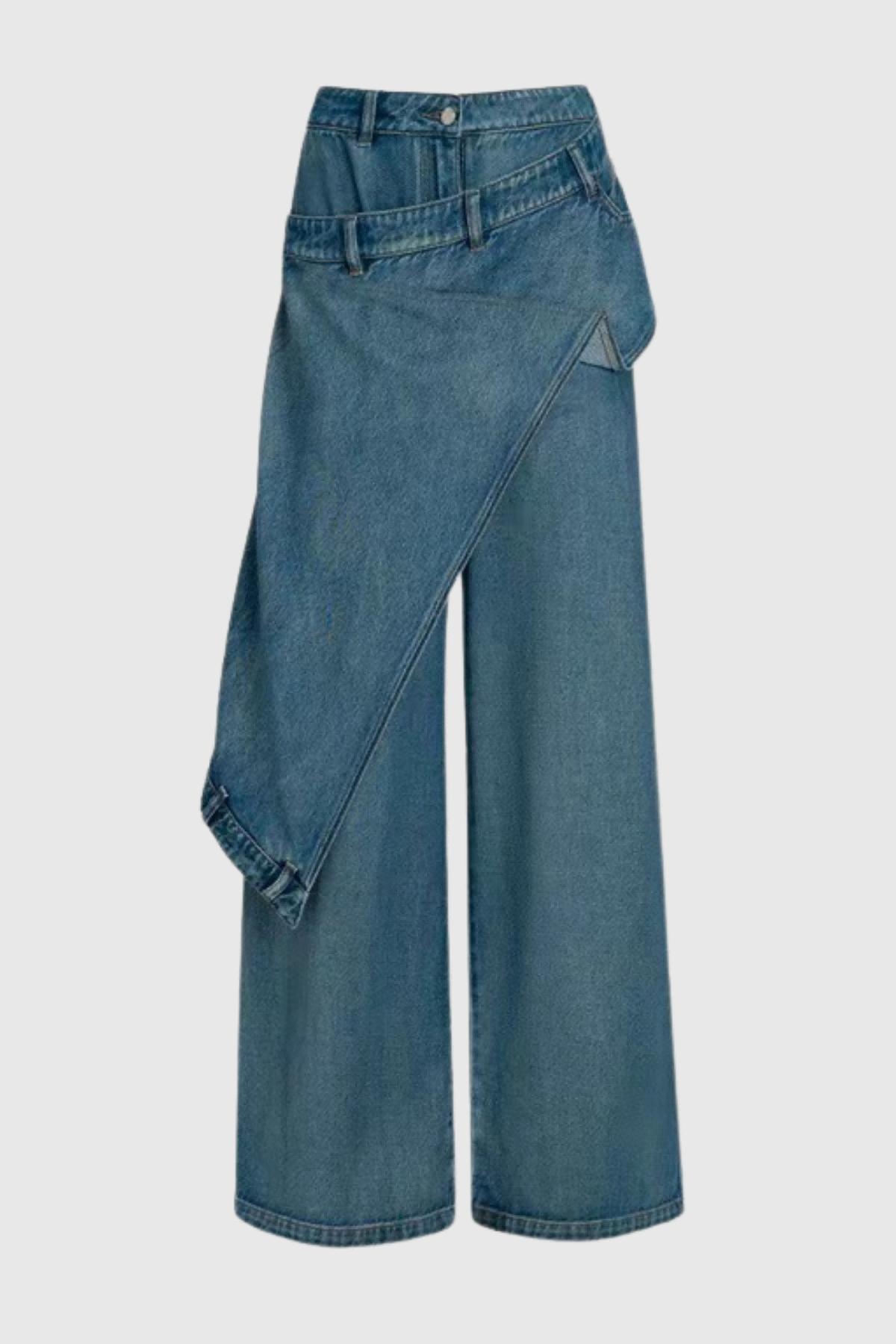 Bernie Asymmetric Patchwork Wide Leg Jeans