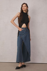 Bernie Asymmetrische Patchwork-Jeans mit weitem Bein