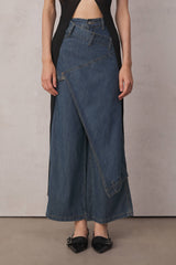 Bernie Asymmetrische Patchwork-Jeans mit weitem Bein