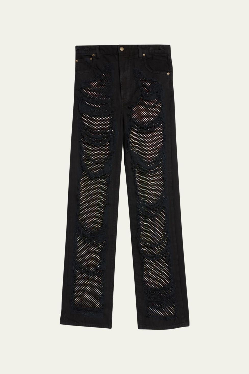 Chloe Mesh Straight Jeans In Black