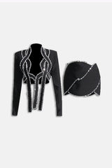 Blake Embellished Bandage Cropped Blazer Set