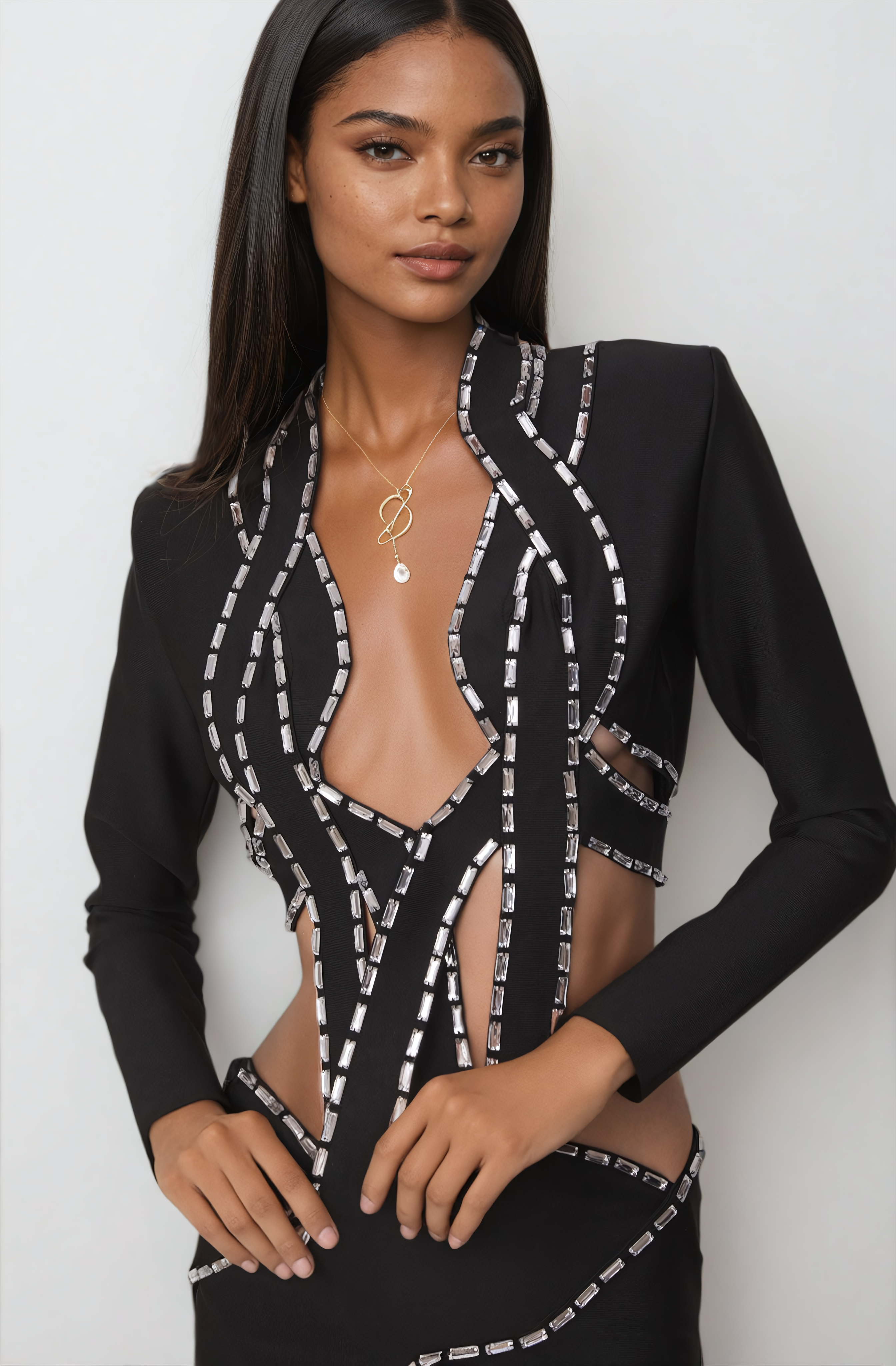 Blake Embellished Bandage Cropped Blazer Set