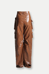 Charlotte – Braune Cargohose mit Taschen und Verzierung