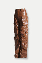 Charlotte – Braune Cargohose mit Taschen und Verzierung
