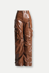 Charlotte – Braune Cargohose mit Taschen und Verzierung
