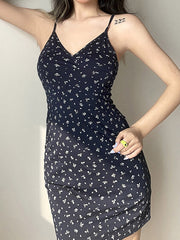 V Neck Daisy Trendy Slip Midi Dress