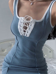 Tie Front Strapless Trendy Denim Corset Top