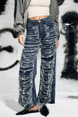 Campbell – Zerrissene Jeans mit Fransen in Blau