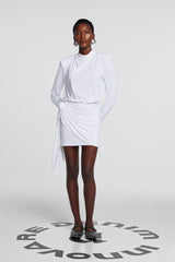 Celeste Kleid mit Schulterpolstern und Blumenmuster und Rüschen