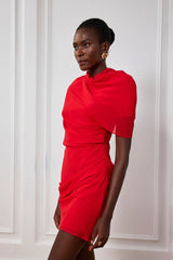 Cenlia – Rotes Minikleid aus Netzstoff mit Hohlsaum