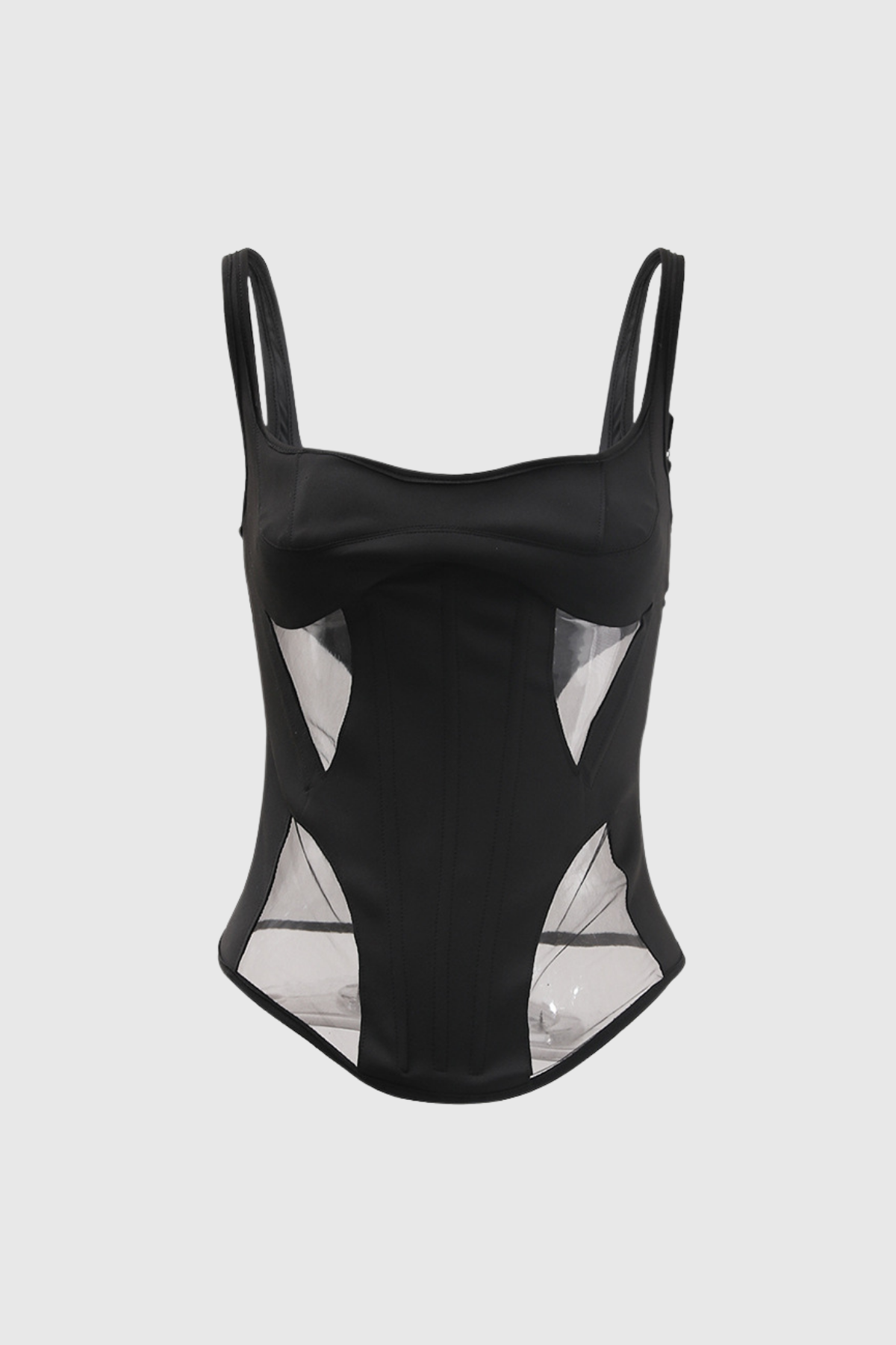 Chana Corset Mesh See Through Top In Black