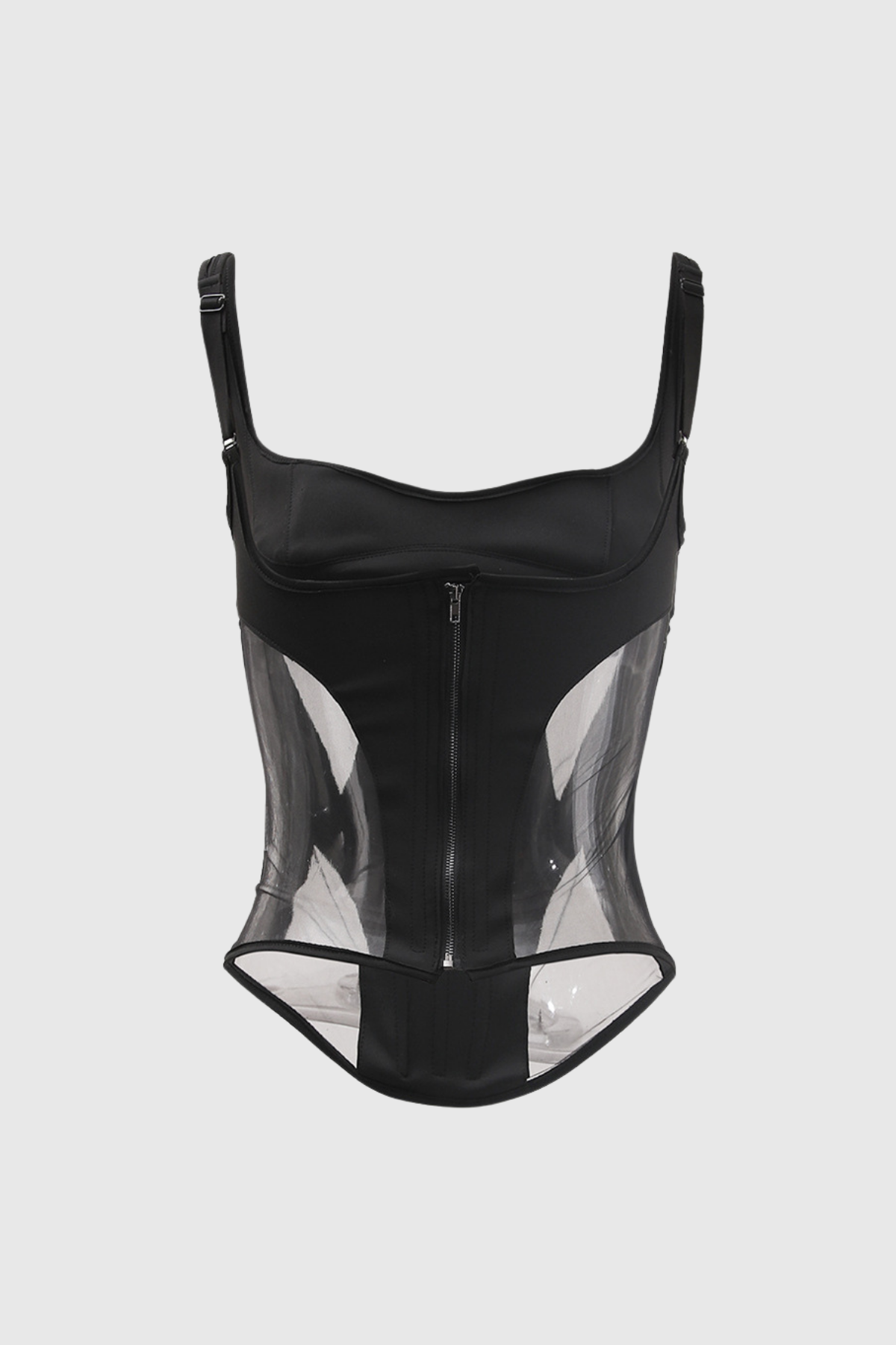 Chana Corset Mesh See Through Top In Black