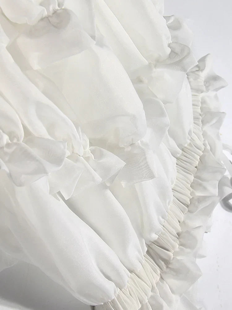 Irregular Ruffles Spaghetti Strap Dress