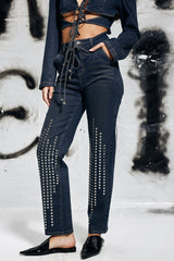 Cosette Lace Up Studded Jeans