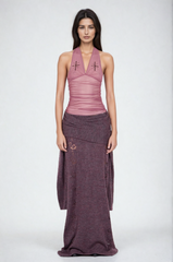 Dakota – Rückenfreies Neckholder-Top mit Rüschen in Rosa