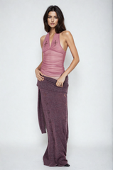 Dakota – Rückenfreies Neckholder-Top mit Rüschen in Rosa