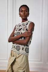 Ärmelloses Top „Deborah“ mit Häkel-Ausschnitt