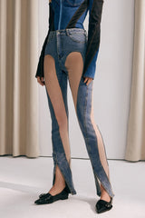 Delilah High Rise Mesh Skinny Jeans