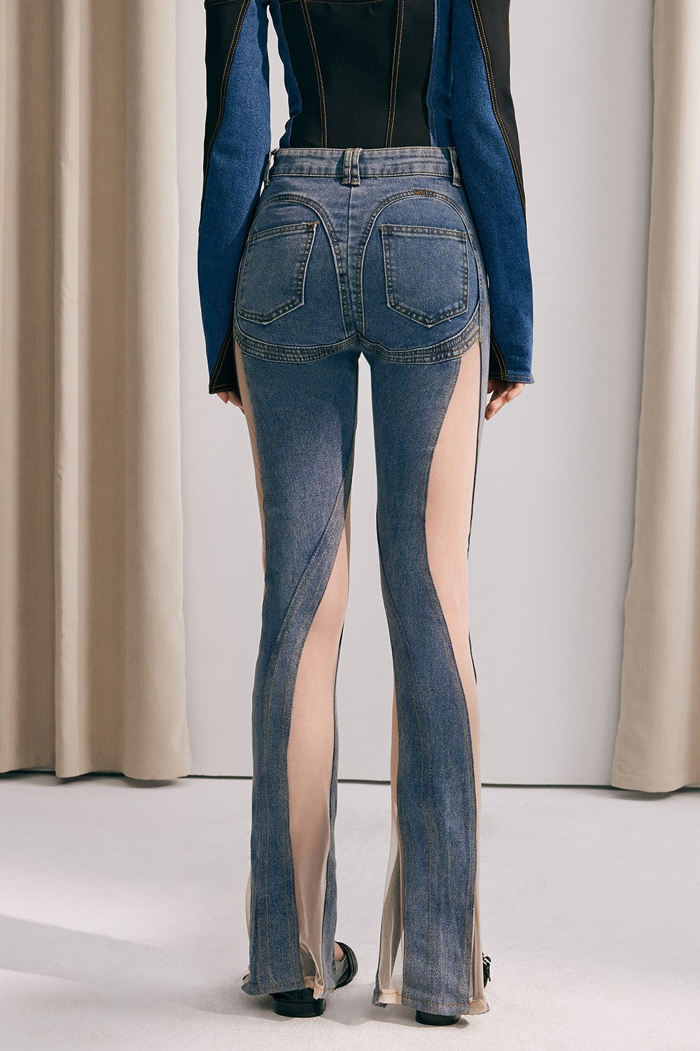 Delilah High Rise Mesh Skinny Jeans