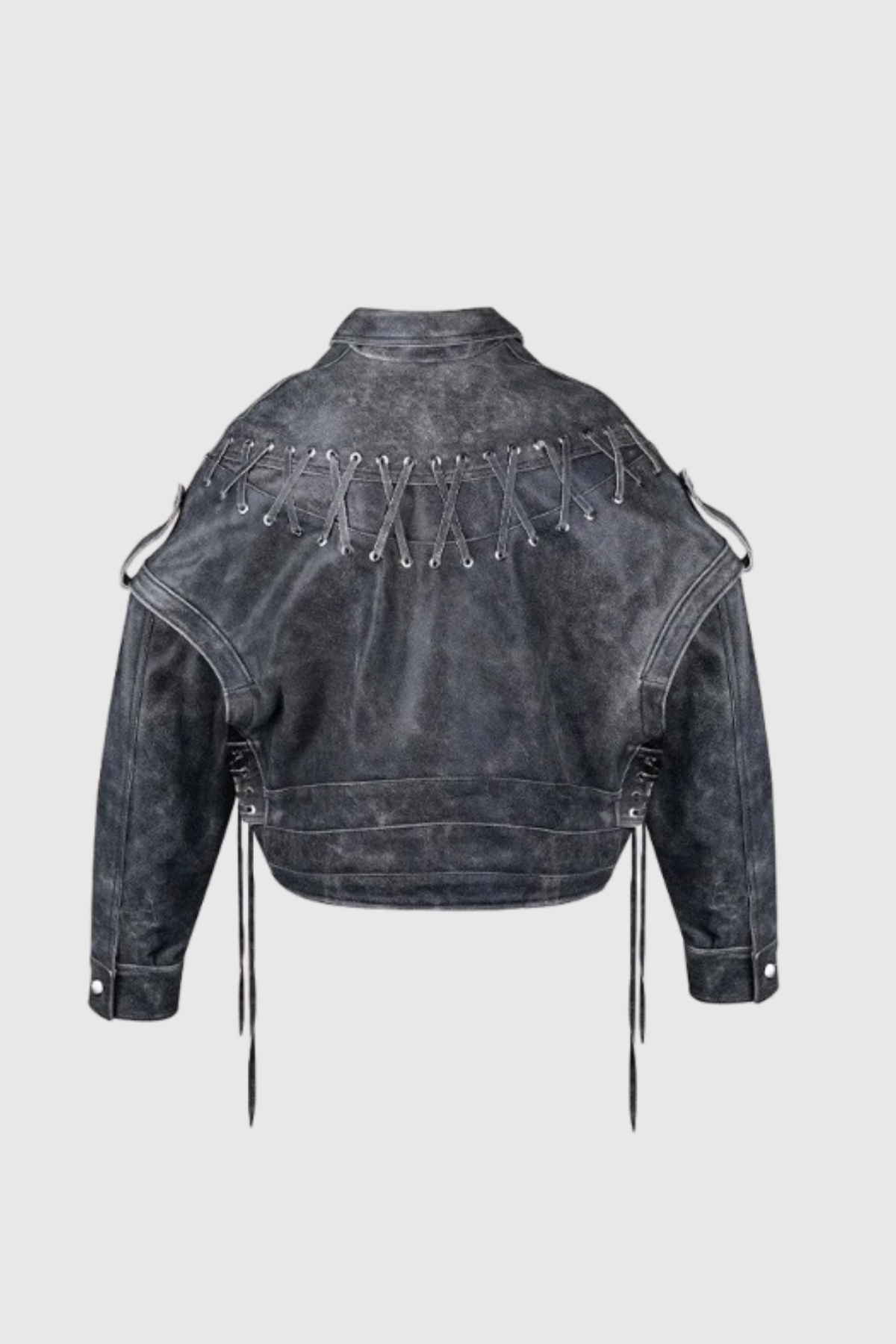 Destiny Lace Up Asymmetric Leather Jacket