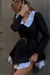 Zweiteiliges Kleid mit gerüschtem Puppenkragen