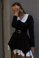 Zweiteiliges Kleid mit gerüschtem Puppenkragen