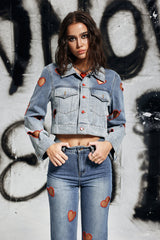 Dora Love Cutout Short Denim Jacket