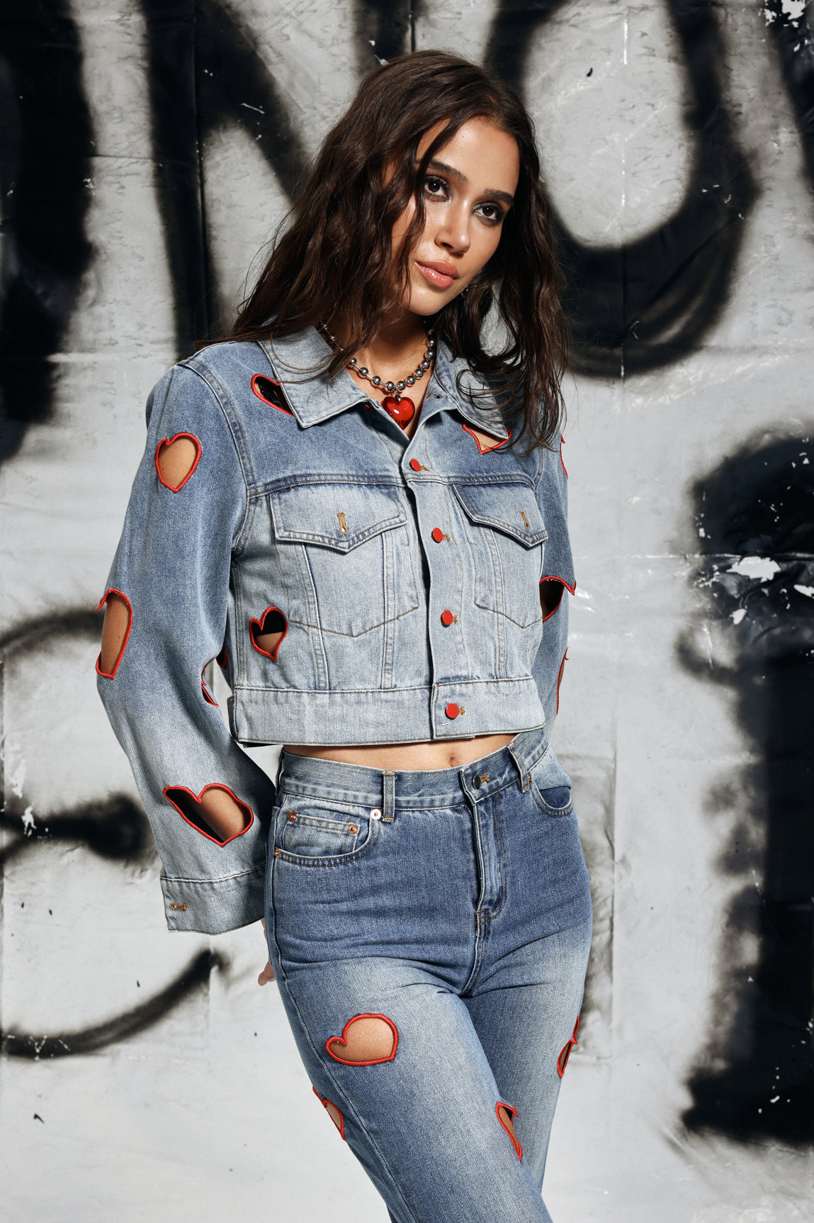 Dora Love Cutout Short Denim Jacket