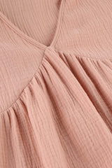 Lockeres Kleid aus Doppelkrepp mit V-Ausschnitt und Puffärmeln