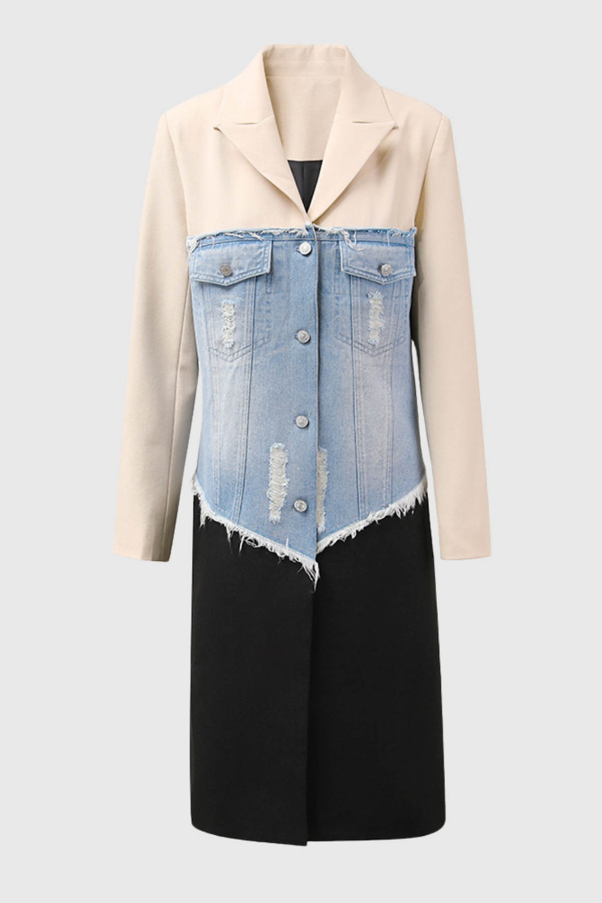 Eben Denim Deconstruct Fringe Coat