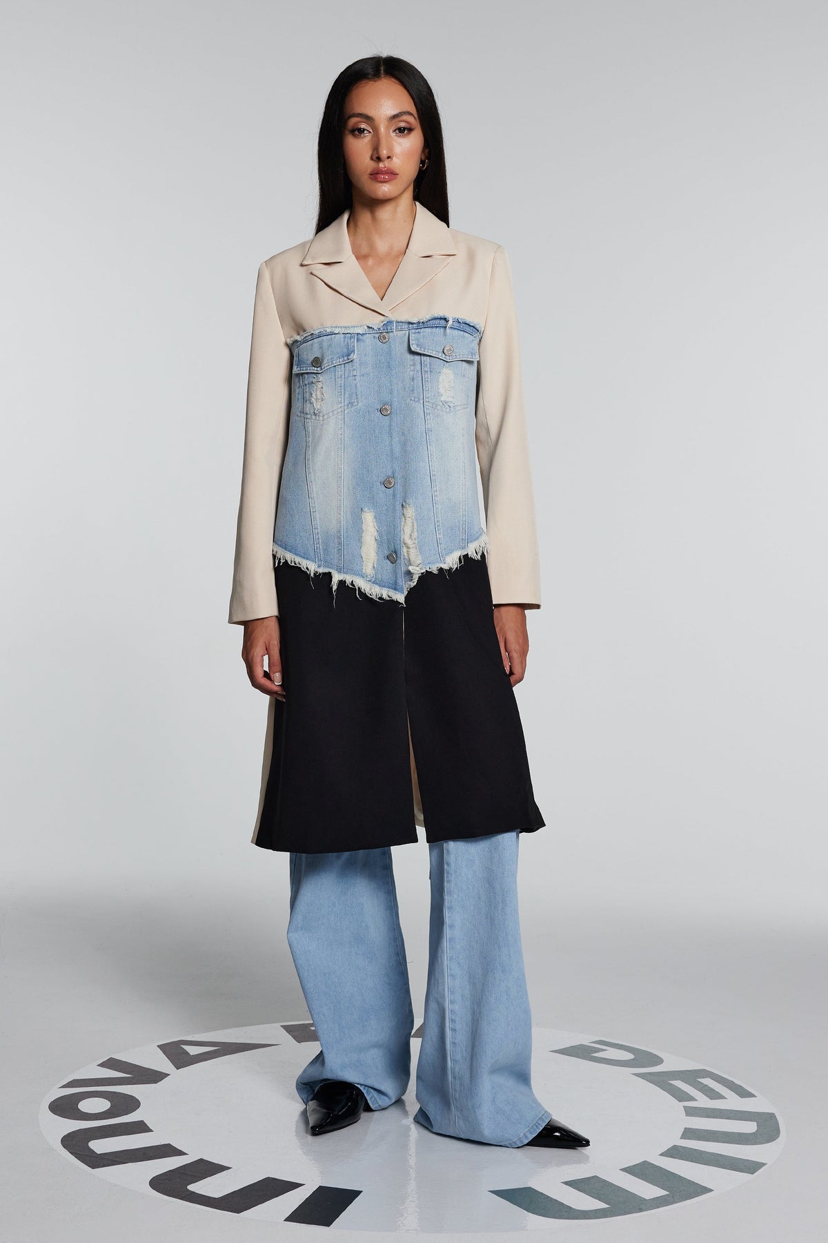 Eben Denim Deconstruct Fringe Coat