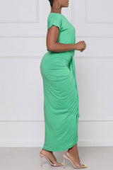 Elegantes One-Shoulder Plisseekleid