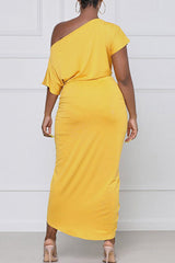 Elegantes One-Shoulder Plisseekleid