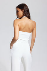 Rückenfreies Top „Elia“ mit Blumenmuster und Knöpfen