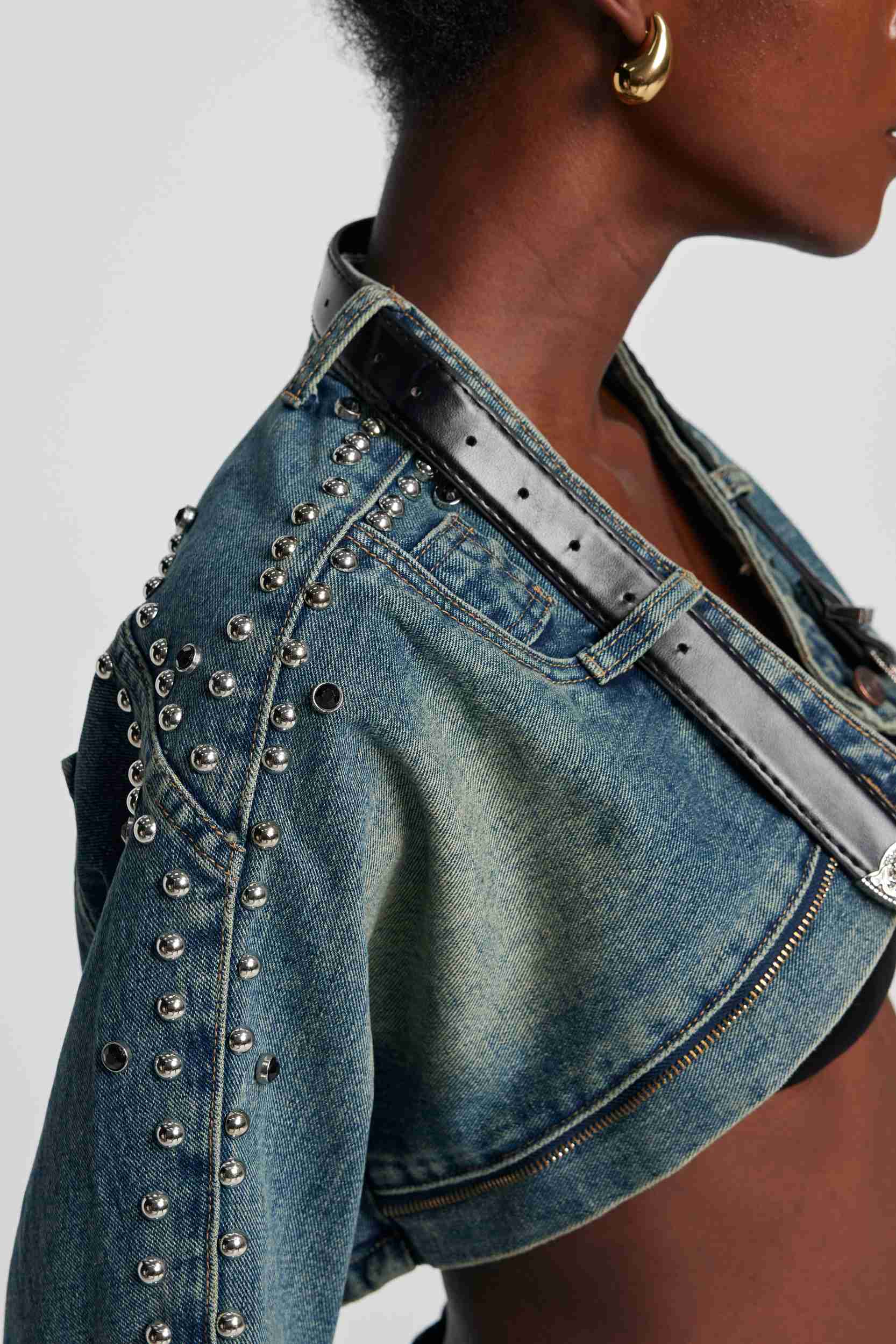 Ellis Deconstruct Studded Patchwork Jacket